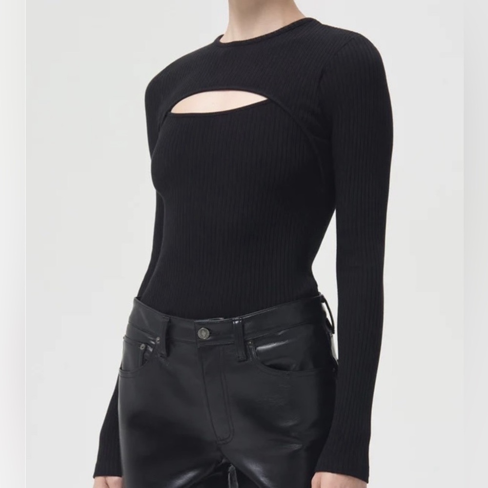 Agolde Lyza Cut-Out Top Black Large $150